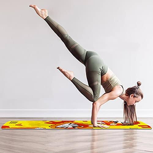 Debela neklizajuća Vježba & amp; fitnes 1/4 prostirka za jogu sa Lav žutim slatkim printom za Yoga Pilates & amp; vježba za fitnes