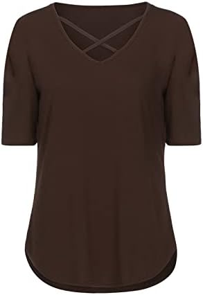 V izrez majice za žene kratki rukav Lounge Wrap Flare Bell Bottom Basic Bootcut Top T Shirts Ladies 2023 HS