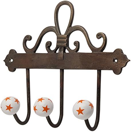 Indijanchelf 3 Pack kuke | Kuke za kriglju za zid | Narančaste kuke za vješalice za ključeve | Kuke za keramičke kapute za zid | Zidni vješalica Star Hat [17.78 cm]