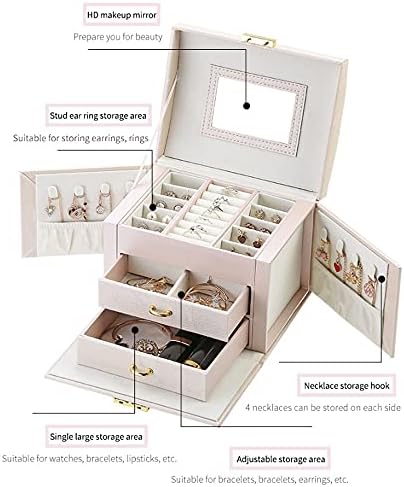 Anncus Storage kutija za nakit Detaljna futrola sa staklenim poklopcem Nakit za poklon zaslon za odlaganje nosača ležišta