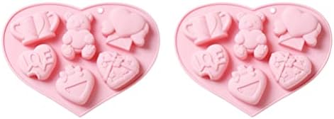 Ganazono 2pcs Valentines Day Fondant Kalupi Čokoladni kalupi Silikonski ljubavni srčani medvjed Candy Cookie Cookie Cands Tool za pečenje za Valentines Day Dekoracija za vjenčanje