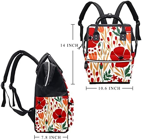 Guerotkr putni ruksak, ruksak za torbu pelena, ruksak pelena, crveni cvijet ostavlja bešavni uzorak