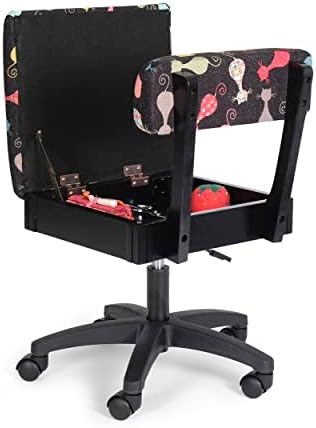 Arrow HCAT podesiva visina hidraulična šivaća i obrtna stolica s skladištem sjedala i čvrstim tkaninom, crnom mačjom tkaninom