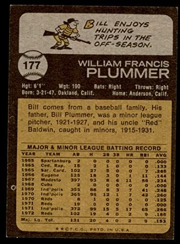 1973. TOPPS 177 Bill Plummer Cincinnati Reds Ex / MT + Crvenovi