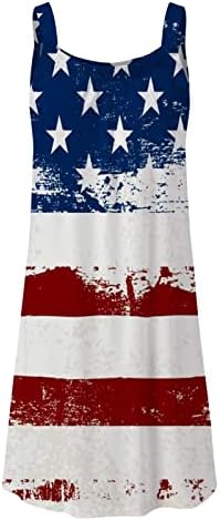 4. jula ljetne Ležerne haljine na plaži za žene Boho haljina sa američkom zastavom bez rukava Flowy Loose Mini Sundresses