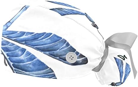 Niaocpwy Estetic Plava Dragonfly Radna kapa s gumbima Duga kosa elastična vrpca kravata za žene za žene