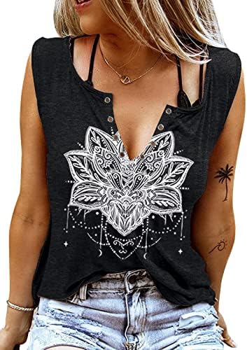 ETCYY rukave V vrat Tank Tops za žene labave Fit uzročna ljeto Tie Dye Country Music ring Hole Floral Printed T Shirt
