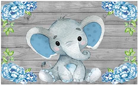 Allenjoy 10x8ft Rustikalna siva drvena pozadina za slonove potrepštine za tuširanje beba plava cvjetna to je dječak novorođena djeca