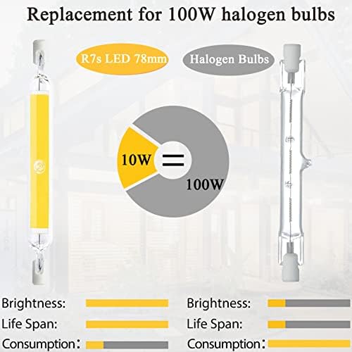 R7s LED sijalica 78mm, 10w R7s LED svjetla visoke svjetline sijalica ekvivalentne halogene sijalice 100w sijalica, 360°ugao snopa