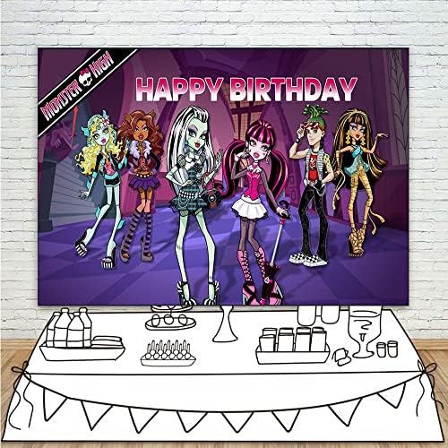 Monster High Birthday Party Supplies Banner 5x3ft Happy Birthday Monster High Backdrop za djevojčice rođendanske dekoracije Vinyl