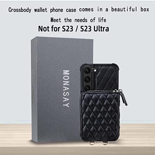 Monasay Zipper Wallet Case za Galaxy S23+ Plus, [RFID Blocking] Flip kožna torbica Navlaka za telefon sa držačem kartice& Crossbody