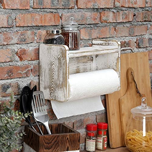 MyGift papirnati ručnik držač za ručnike, obrijano drvo sjedalo na zid na zid ugrađeni kuhinjski nosač salveta sa gornjim policama