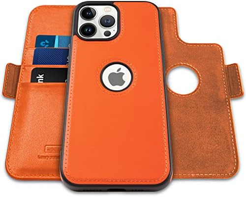 WenBelle za iPhone 13 Pro Max futrolu, 2-u-1 magnetni odvojivi TPU Shockproof novčanik od prave kože, RFID zaštita od blokiranja,