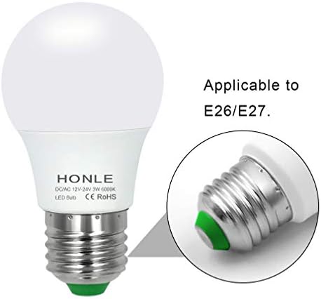 Honle E26 LED Sijalice 3W 12V Niskonaponska dnevna svjetlost Bijela 6000K E27 Edison standardna Vijčana baza 25W ekvivalent za Rv, projekat solarne ploče van mreže, čamac, pakovanje od 2