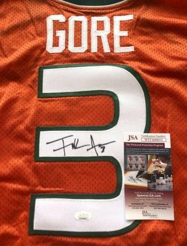 Frank Gore Autographing potpisan Auto Miami Hurricanes 2004 Nike Jersey JSA svjedok - autogramirani kolege