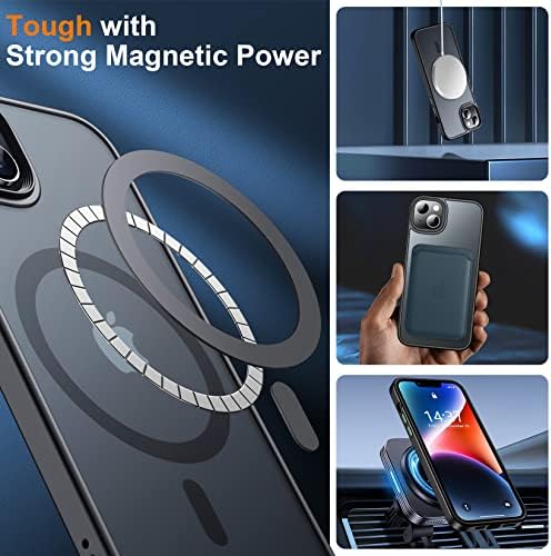 SpiderSase dizajniran za iPhone 14 Plus, magnetni [2 + kaljeni stakleni zaštitnik zaslona] [2 + kaljeno zaštitni objektiv kamere]
