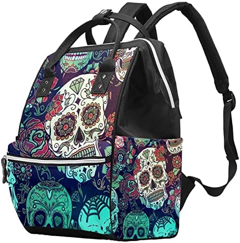 Guerotkr Travel Backpack, Torba za pelenu, Backpack Pelenerine, uzorak apstraktnog cvijeta lubanje