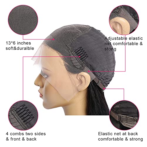 13x6 HD prozirne čipkaste prednje perike brazilska Djevičanska kosa bez ljepila 12a ravna perika za ljudsku kosu za crne žene 180%