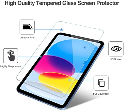 Procesovi prozirna zaštitna futrola za zaštitu s 2 zaštitnika sa 2 paketa za iPad 10. Gen 10.9 2022 izdanje