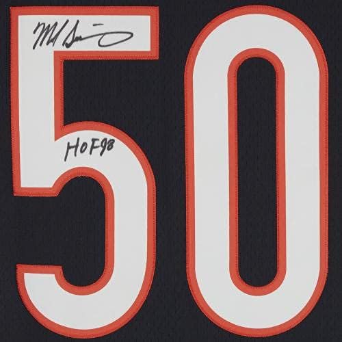 Mike Singlary Chicago nosi autografiranu Mitchell & Ness replika replika sa Hof 98 natpisom - autogramirani NFL dresovi