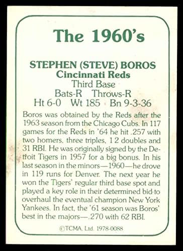1978 TCMA THE 1960-ih 88 Steve Boros Cincinnati Reds Autograph Crveni