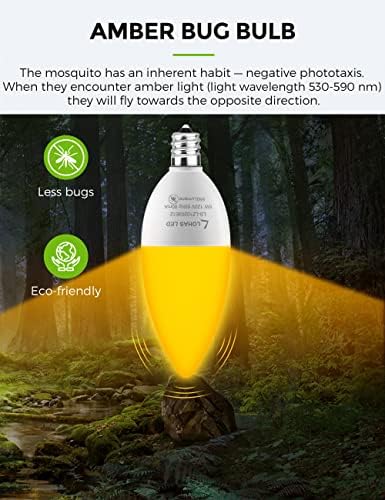 LOHAS Yellow LED Bug Light Bulbs, 3Pack Yellow E12 Candelabra Light Bulbs, 6W Amber žuta Buba & nbsp; svjetla & nbsp; Za & nbsp; vani, 60 Watt