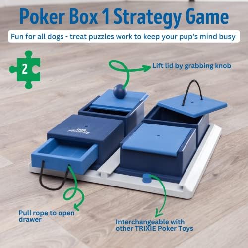 Trixie Pas Activity Poker Box 1 psa Puzzle igračka | Puzzle tretiranje pasa | Interaktivna igra | Igračke za obogaćivanje | Sporo