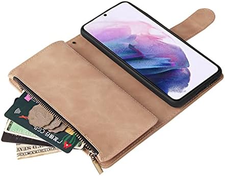LOWPZNVE torbica za novčanik za Samsung Galaxy S21 FE 5G sa utorima za kartice za muškarce žene, preklopna kožna torbica Zipper džepna