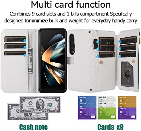 DUGROS Grid kožna Navlaka za Samsung Galaxy Z Fold 4 3 Fold4 Fold3 5G Crossbody novčanik futrola za telefon sa vezicom i utorom za