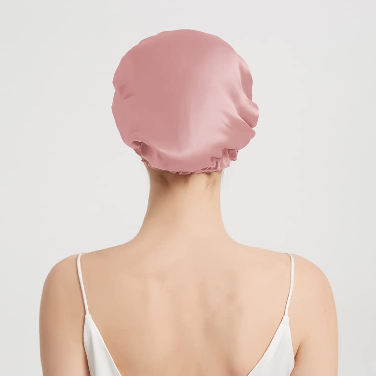 THXSILK malberry svilena kapa za žene za njegu kose, svilena noćna kapa za spavanje kovrčava omotač za spavanje, ružičasta, 9.8
