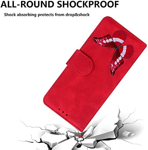 Monwutong torbica za telefon za Nokia G300, Butterfly Embossing skin Feel Shcokproof PU kožna futrola sa magnetnom kopčom i futrolom za gotovinske kartice za Nokia G300, TXHD Red