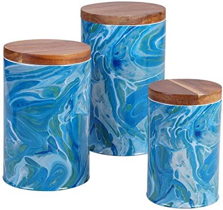 Certified International Fluidity 3 komadni kanister Set sa bambusovim poklopcima, 30 oz, 64 oz, 96 oz. Kapacitet, Višebojni