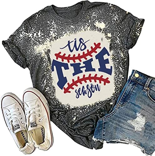 TIS sezona bejzbol izbijeljena majica za žene za bejzbol grafičko pismo Ispis tee vrhova ljetna casual bejzbol majica