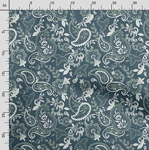 Soimoi Teal zelena pamučna Jersey tkanina Floral & amp; Paisley tkanina za štampu po dvorištu širine 58 inča