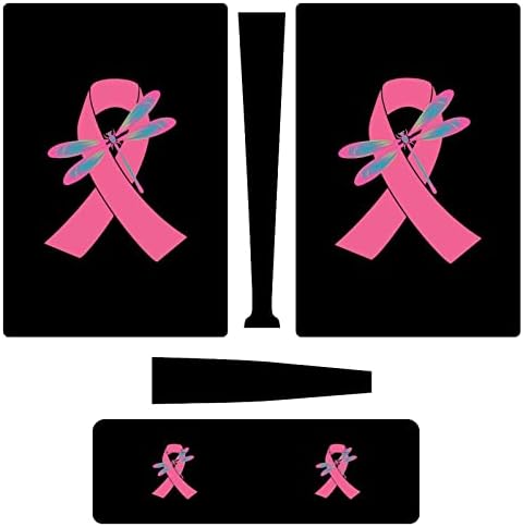 Traka za rak dojke Pink Dragonfly 3kom naljepnica za naljepnice za cijelo tijelo za PS5 Digitalno Izdanje za PS5 konzolu i kontroler