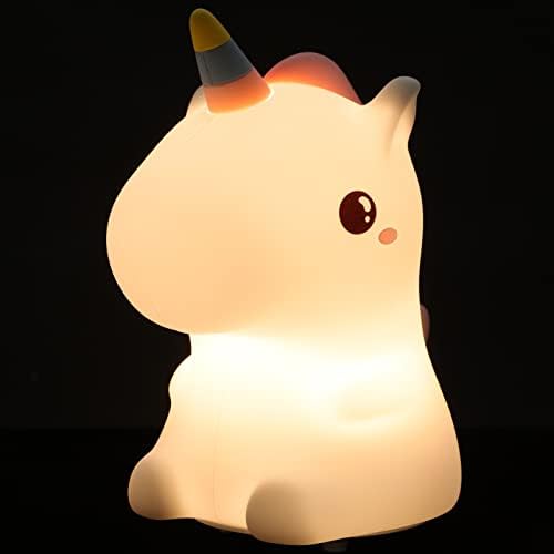 Amosfun Unicorn noćna lampa za rasadnik: slatka noćna lampa sa 7 boja koja mijenja festivalski poklon za djecu spavaća soba Silikonski
