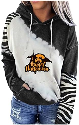Dukseri za Halloween za žene bundeve grafike pulover majice vrhovi obrnuto kravata boja labavi zimski skakač