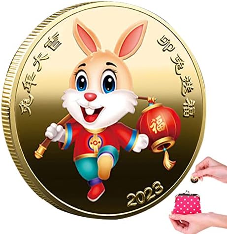 RiptAdry 2023 Kineski zec zecne kovanice, kineska zodijačka godina zeca 2023 kovanice, kovanice u boji u boji zečjeg suvenira, 2023