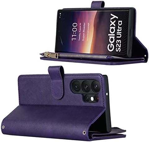 Jaorty Samsung Galaxy S23 Ultra 5G torbica za novčanik, [9 slotova za kartice] uklonjiva Podesiva lančanica sa lančićem za naramenicu