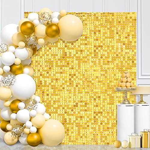 Zlatna svjetlucava zidna pozadina 24 ploče svjetlucave okrugle pozadine zidni dekor sa šljokicama za vjenčanje svadbeni tuš Rođendanska