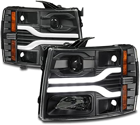 ZMAUTOPARTS LED cijev projektor Crni farovi farovi kompatibilni sa 2007-2013 Chevy Silverado 1500 2500 HD 3500 HD