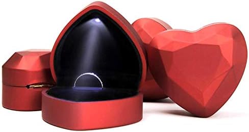 Popuststore145 Perfect Ring Box, jednostavan za uklapanje u džep ili torbu nakit nakit poklon kutija LED svjetlosni držač prstenast Prijedlog zaslona za skladištenje za angažovanje vjenčanja crveno