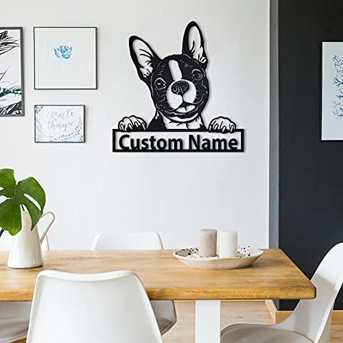Custom Wood Boston Terrier Art, personalizirana drvna zida umjetnost, Najbolji poklon za ljubitelju pasa, naziv šteneta, prezime,