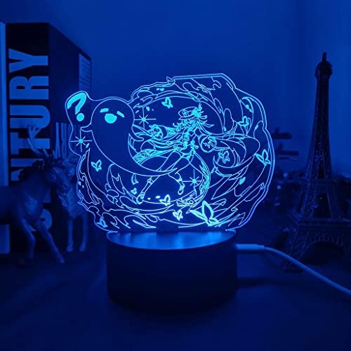 Genshin Impact Hu Tao lampa Cool 3D Illusion noćna lampa dekor kućne sobe akrilno LED svjetlo Božić Poklon lampe