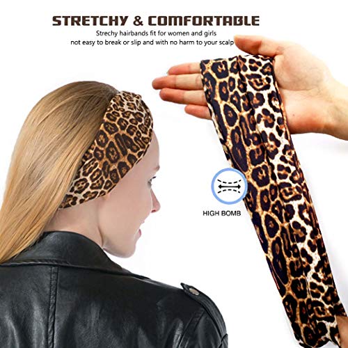 Fashband Boho Leopard Print Headbands Criss Cross Knotted Hair Bands Elastic Stretchy Twist Head Wraps Yoga Outdoor Head Scarfs Headpiece For Women Girls
