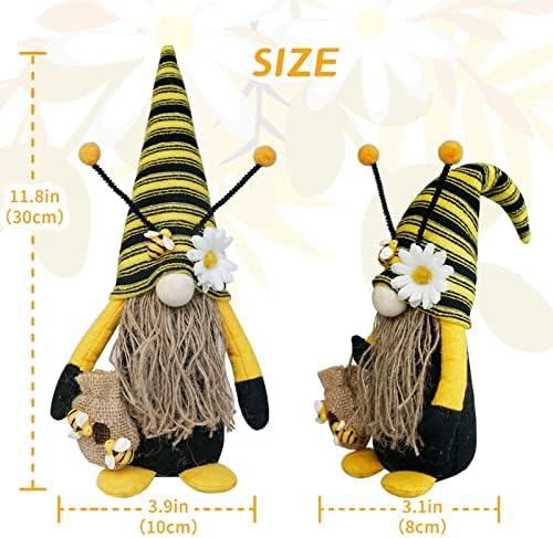 Bumble Bee Gnome Plish, Spring Bee Decor, gnomes i gnome Honeybee Plush Tonte Elf World Bee Day Decor, švedski patuljak Bee Gnome