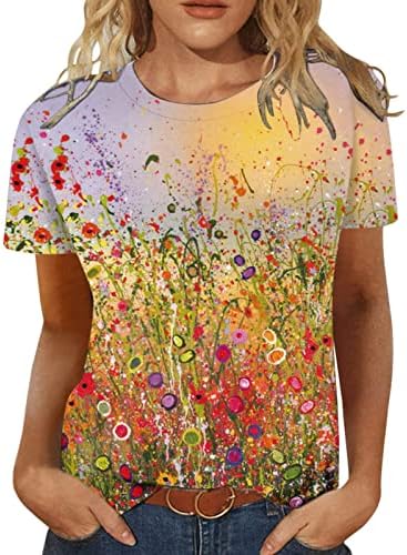 Lounge bluza Shirt za ženski ljeto jesen kratki rukav Odjeća Crewneck pamuk grafički labave Fit opušteno Fit Top OM OM