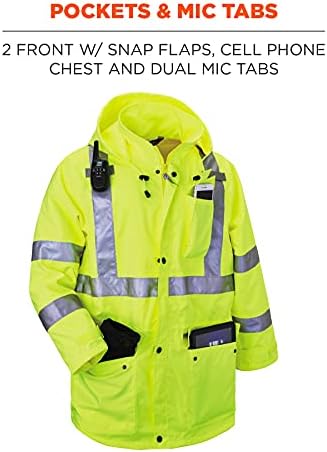 Ergodyne Sjajte 8365 kišne jakne, visoka vidljivost, reflektirajući, ANSI kompatibilan prema gornjem odjećvaju vapno, x-velik