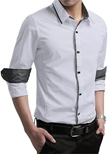 Muškarci Business Dugme Down Majica Regularna Fit kontrastna košulja s dugim rukavima Slim Fit Shirts bez rukava