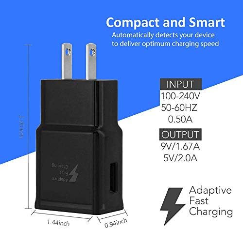 Adaptivni zidni Punjač za brzo punjenje i 5-Feet USB Tip C paket kablova kompatibilan sa Samsung Galaxy S20/S10/S10+/S9/S9+/S8/S8+
